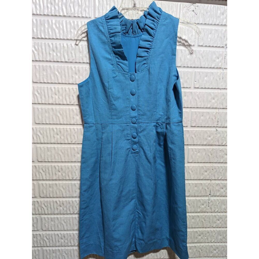 Tyler Boe Blue Sleeveless Ruffle-Neck Mini Dress - Picture 2 of 7